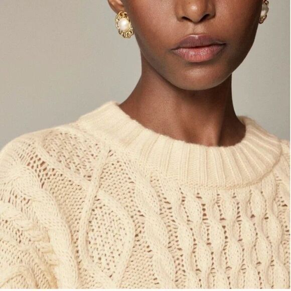j. Crew ce719 Oversized cable-knit crewneck sweater NWT size XS-S - Picture 3 of 8